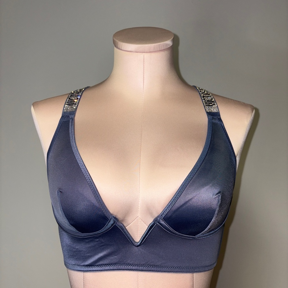 BNWT Victoria's Secret Very Sexy Rhinestone Satin Bralette XS